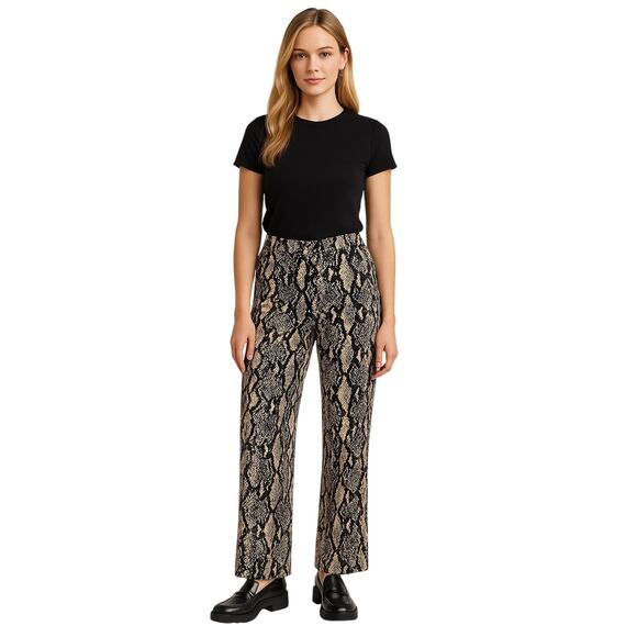 I.N.C. Snake Print Wide Leg Pants Size XL Neutral Tan Y2K Statement - Picture 1 of 5